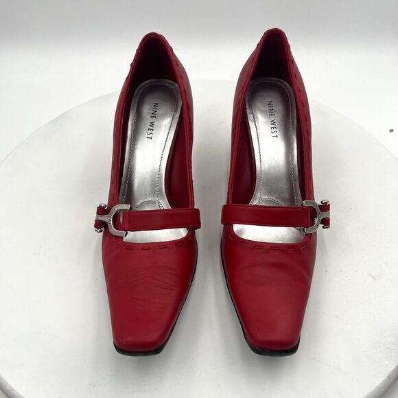 Nine West CosaBella Pumps Red With Designer Heels Size 8 D 78 - Picture 8 of 12